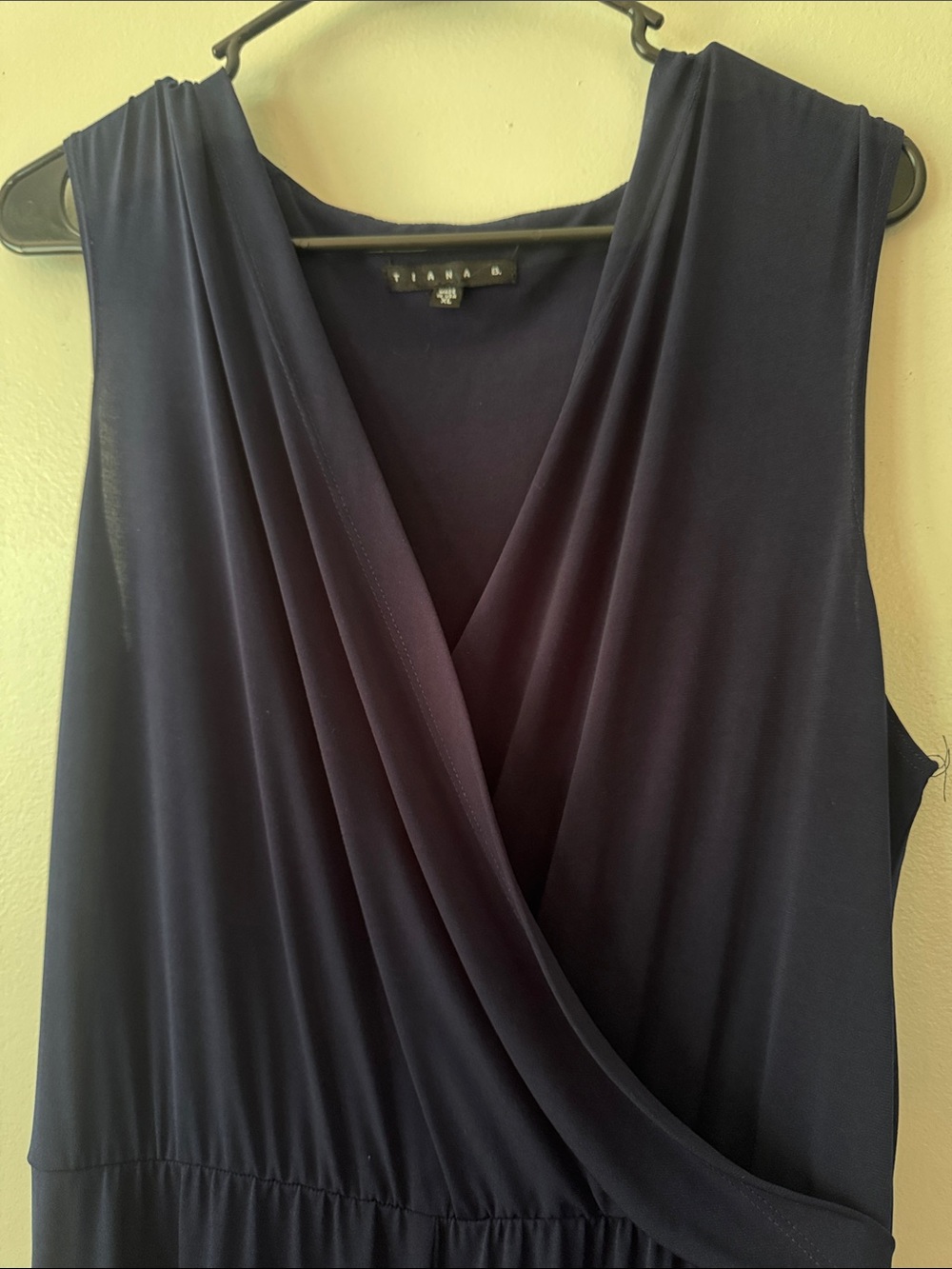 Tiana B. Sleeveless Navy Wrap Jumpsuit